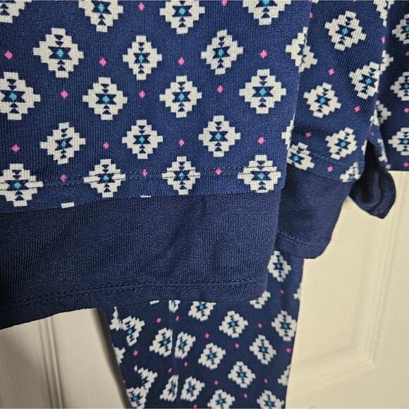 Womens navy Aztec Cuddlduds‎ 2pc pajama set size large - Picture 2 of 12